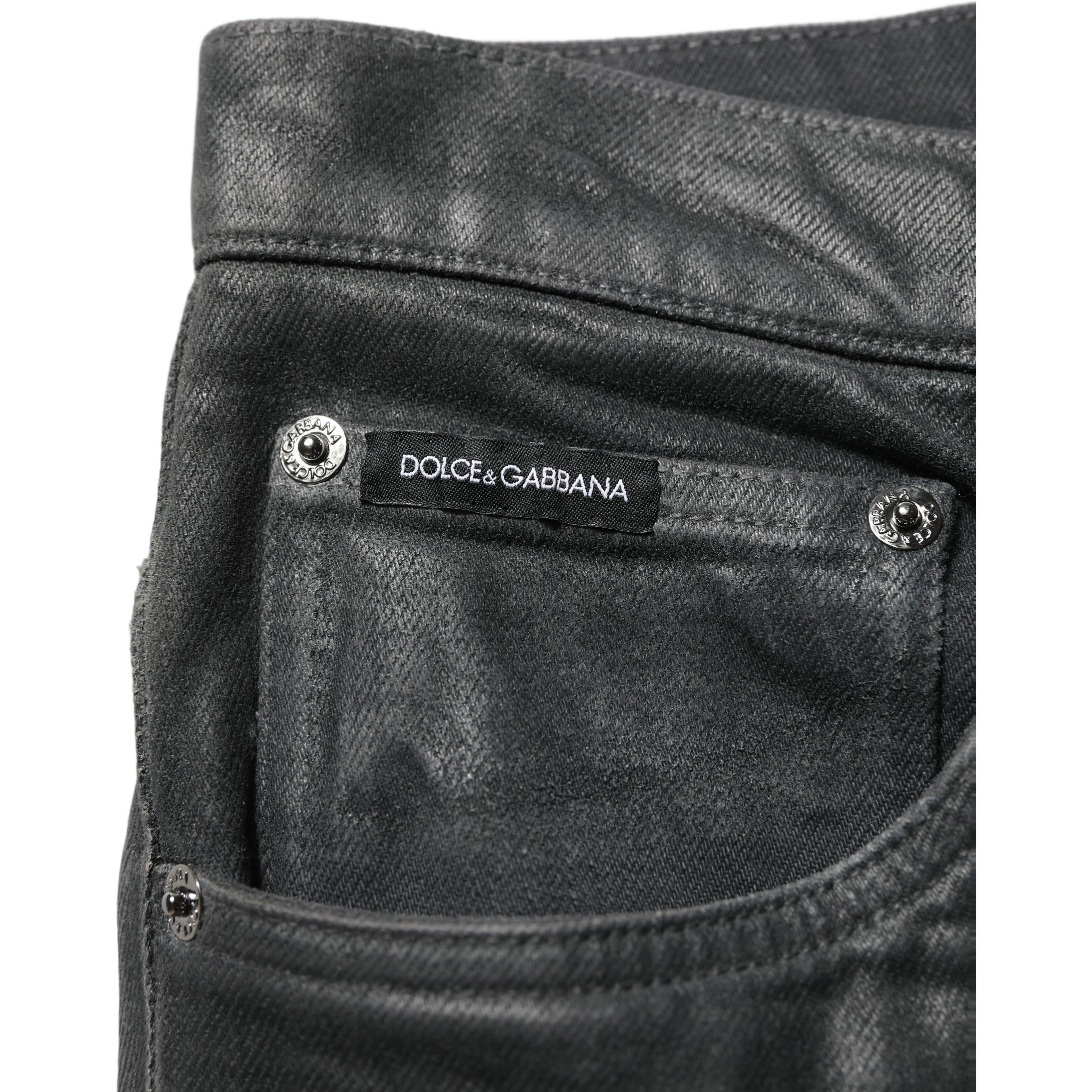 Dark Gray Cotton Loose Fit Men Denim Jeans
