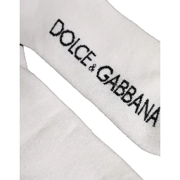 White Black Cotton Ankle Length DG Logo Socks