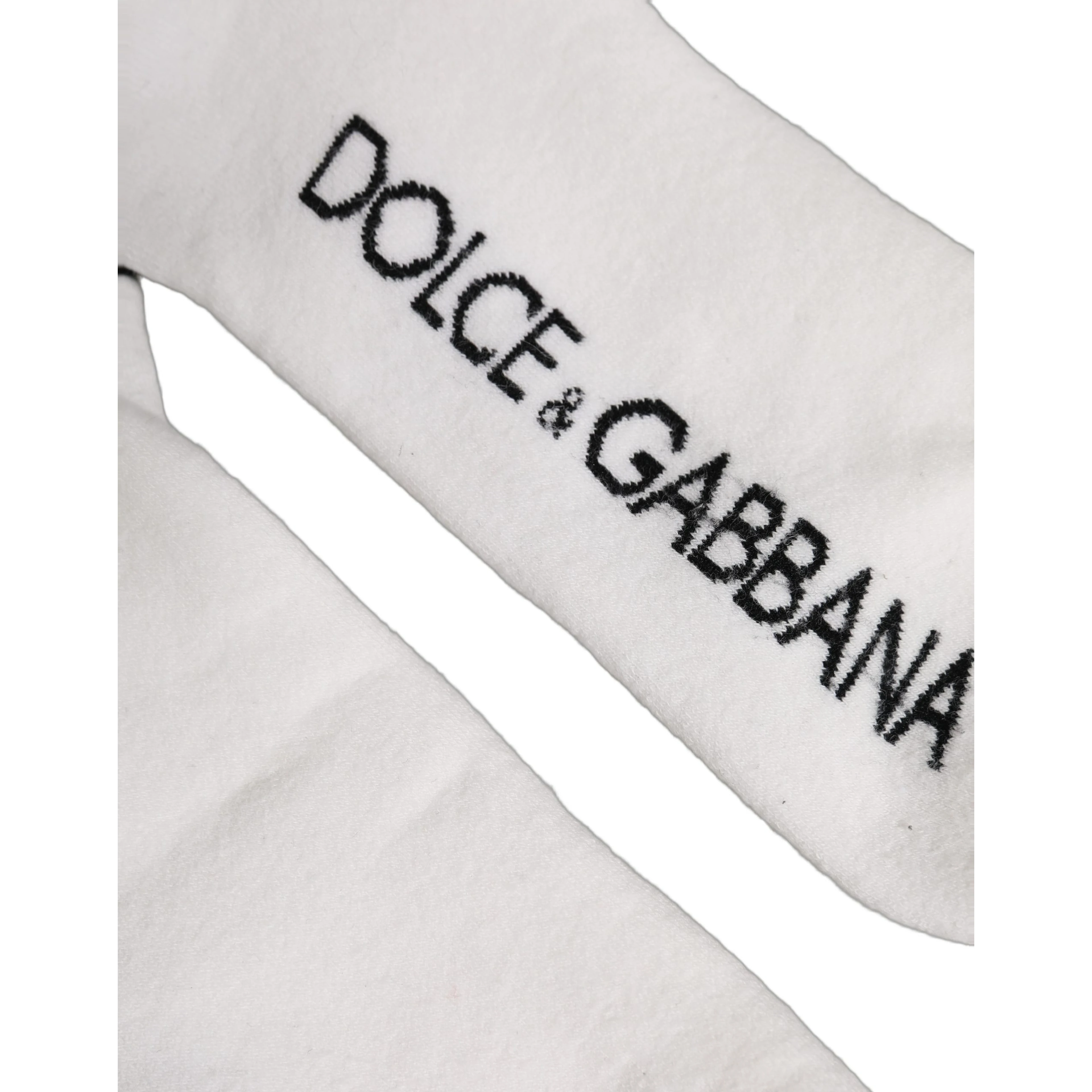 White Black Cotton Ankle Length DG Logo Socks