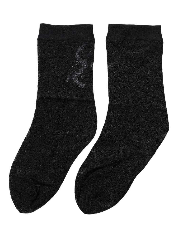Black Floral Nylon Stretch Mid Calf Socks alternative