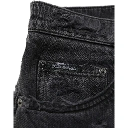 Dark Gray Cotton Ripped Men Denim Jeans