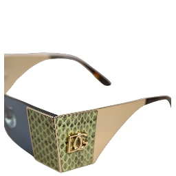 Gold Metal DG2263 Rectangle Snakeskin Frame Sunglasses