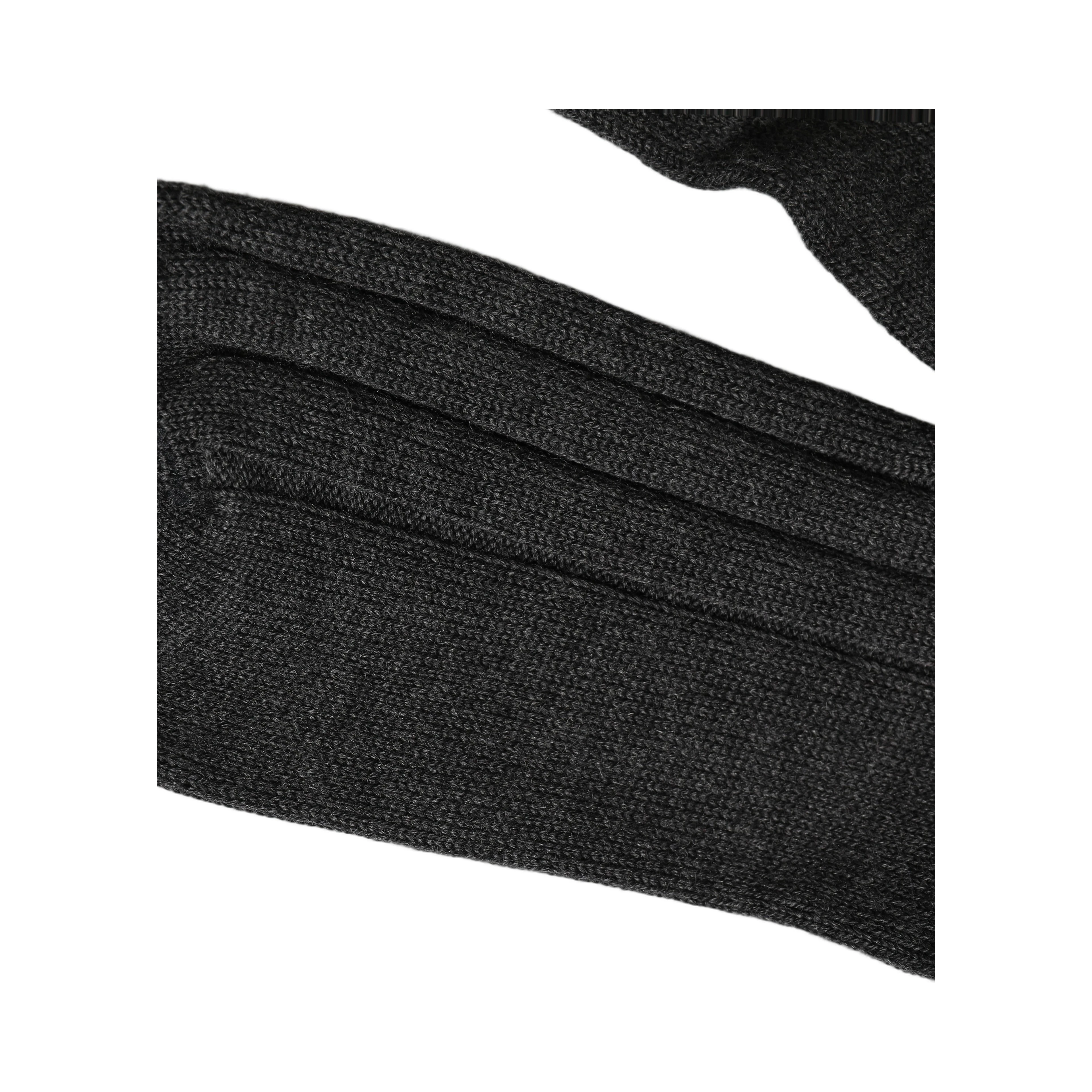 Dark Gray Wool Logo Calf Long Ribbed Accessory Socks
