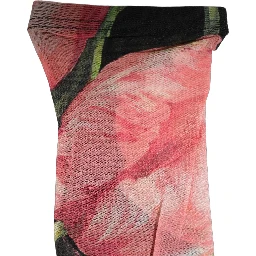 Black Pink Floral Tulip Nylon Stockings Socks
