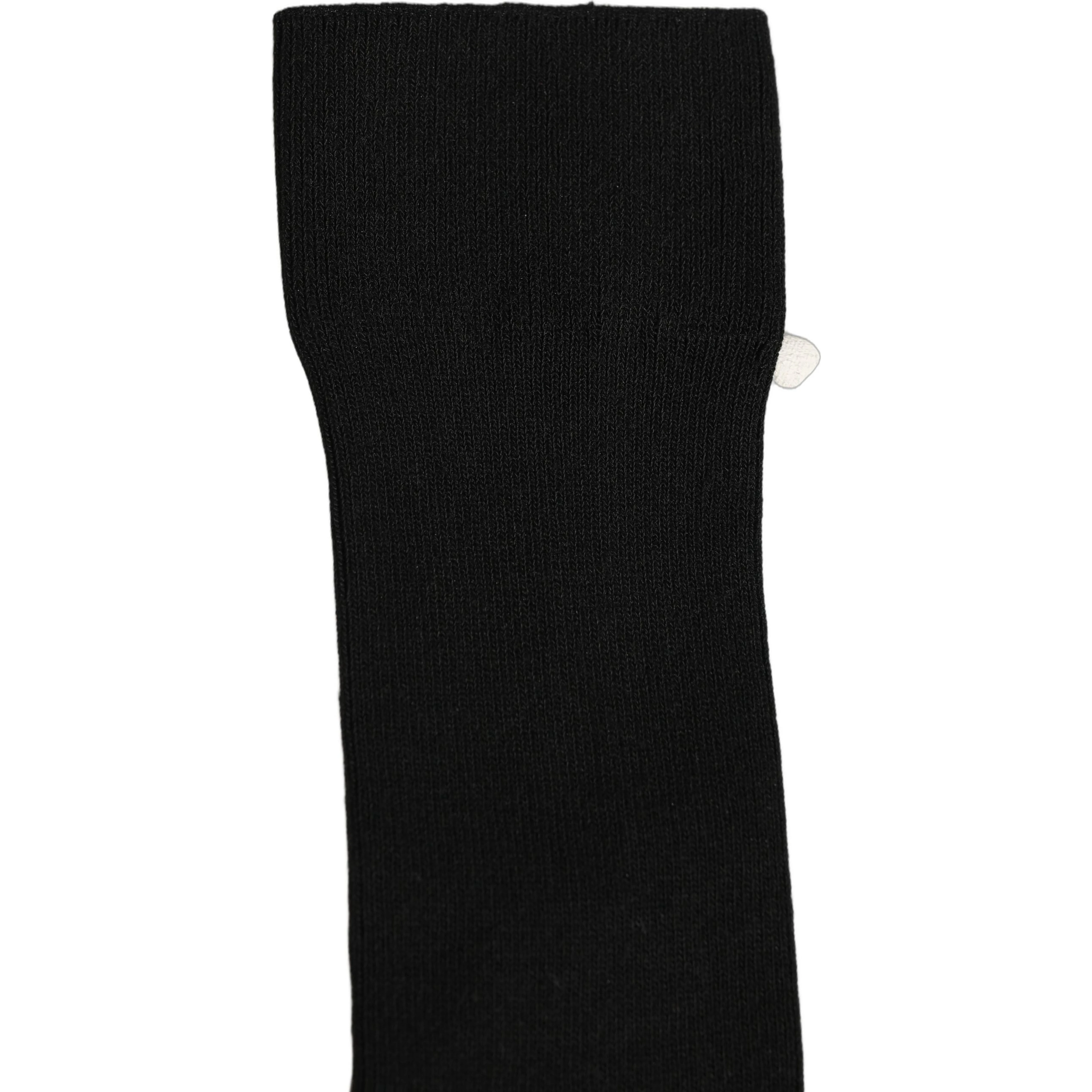 Black Cotton Ribbed Logo Over The Calf Women Socks