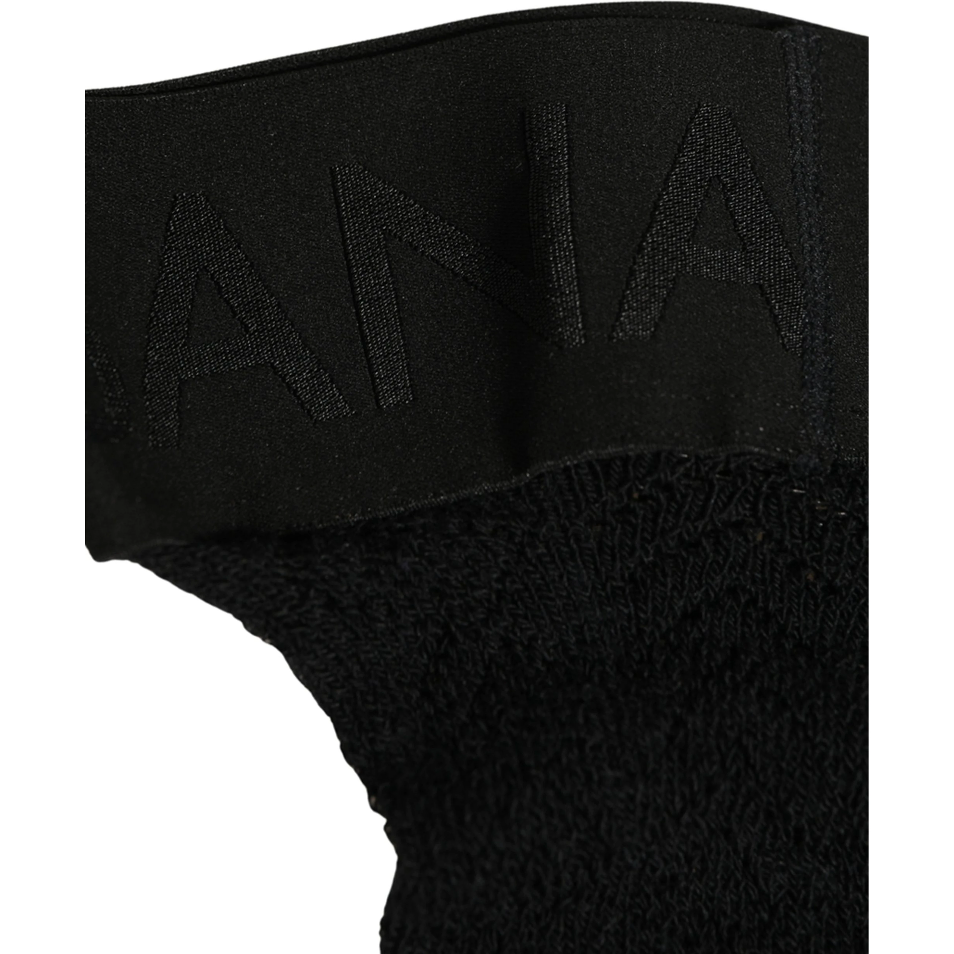 Black Wool Logo Calf Long Women Accessory Socks