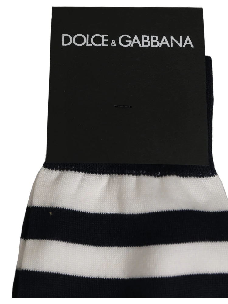 Black White Stripes Cotton Mid Calf Accessory Socks