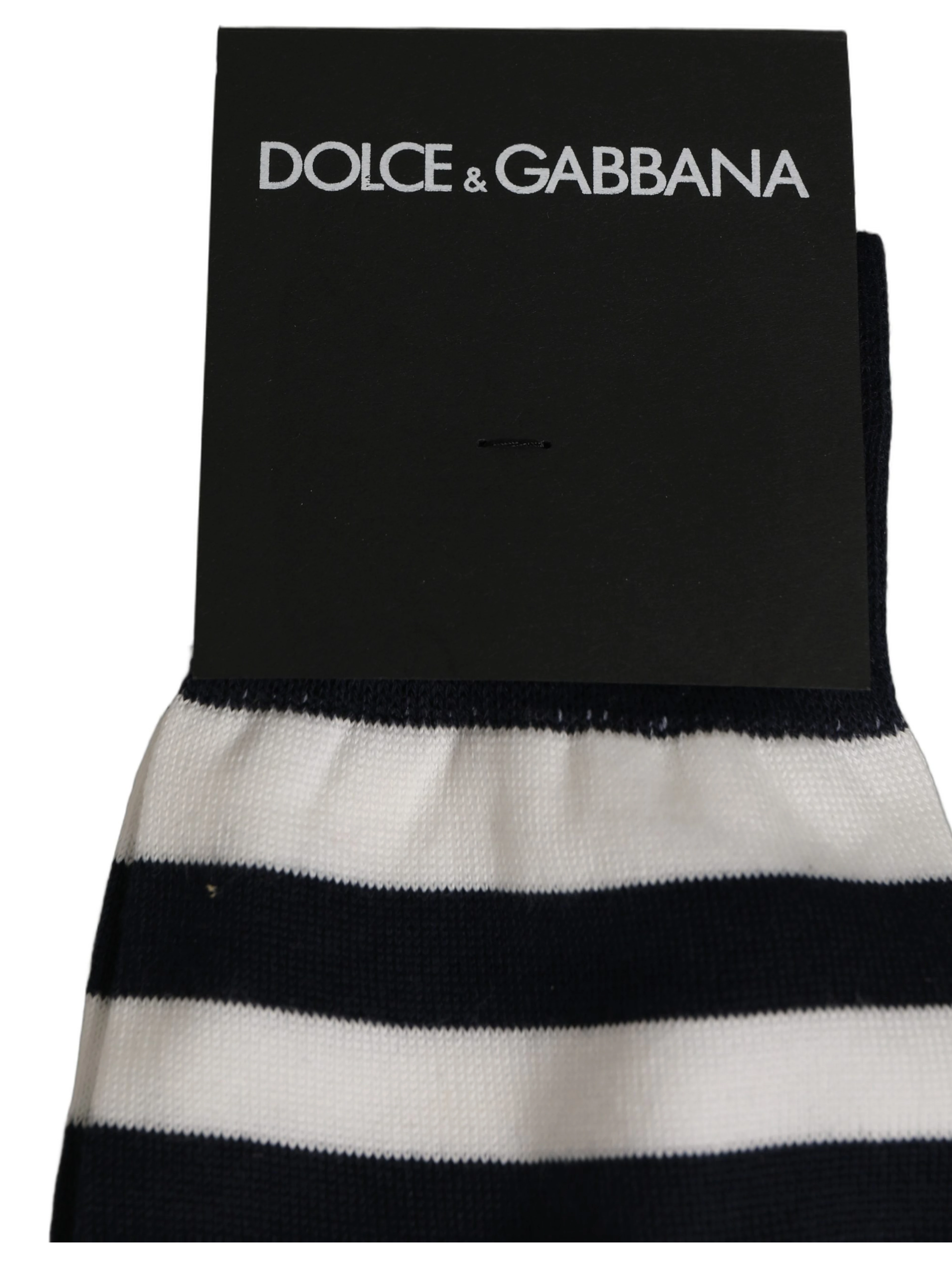 Black White Stripes Cotton Mid Calf Accessory Socks