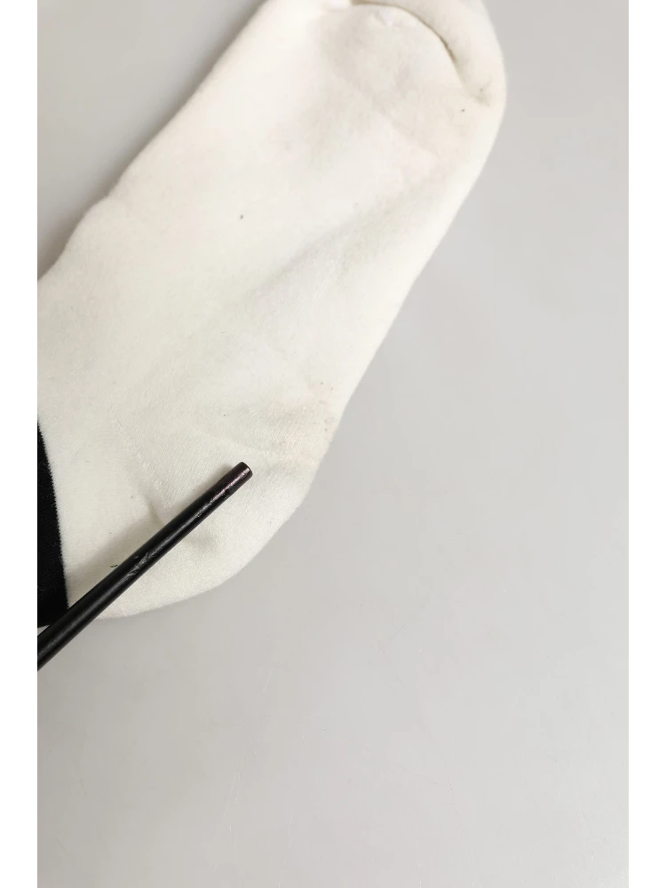 White Black Cotton Ankle Length DG Logo Socks