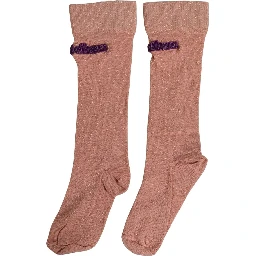 Dusty Pink Embroidered Mid Calf Accessory Socks