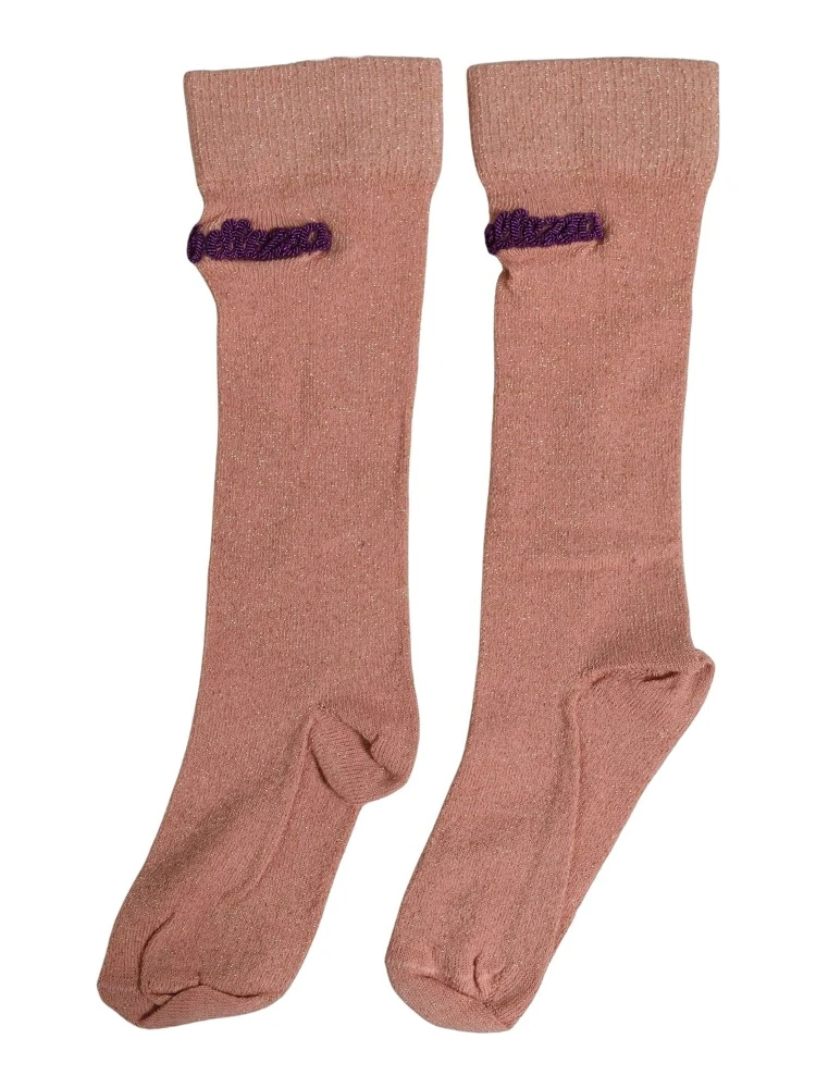 Dusty Pink Embroidered Mid Calf Accessory Socks