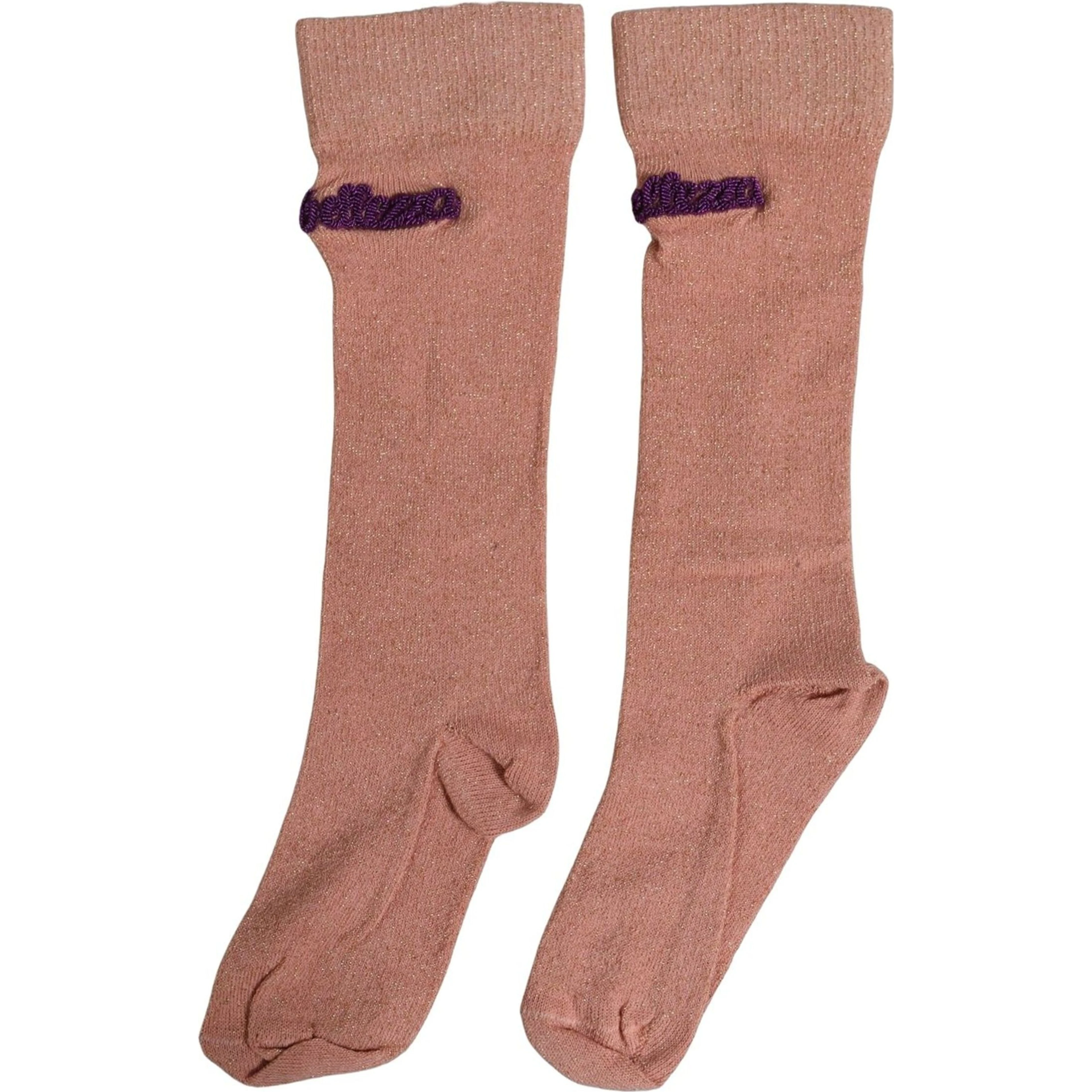 Dusty Pink Embroidered Mid Calf Accessory Socks
