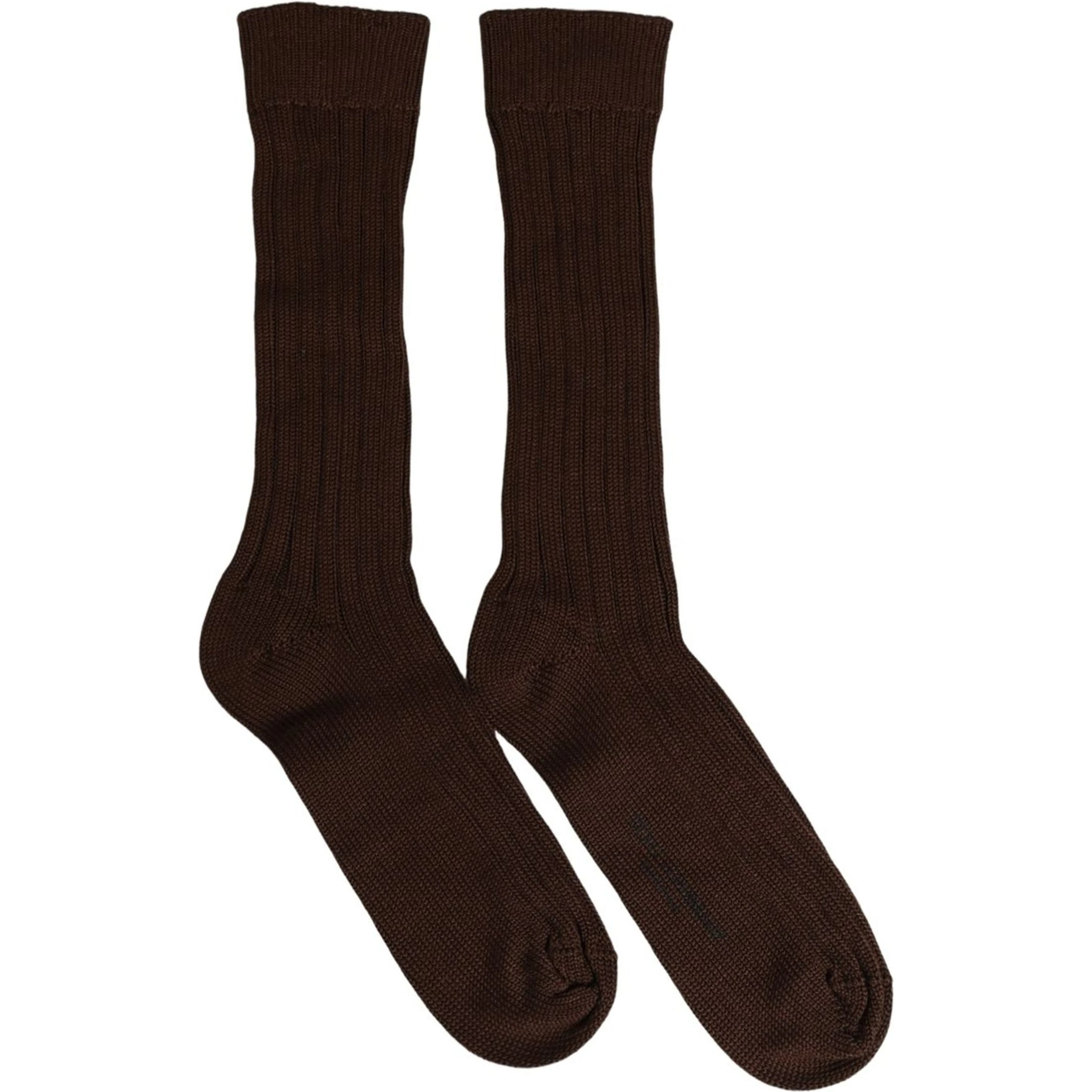 Dark Brown Nylon Ribbed Over The Calf Socks