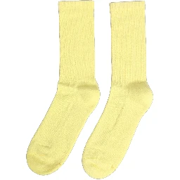 Yellow Cotton Ribbed Mid Calf Women Accessory Socks