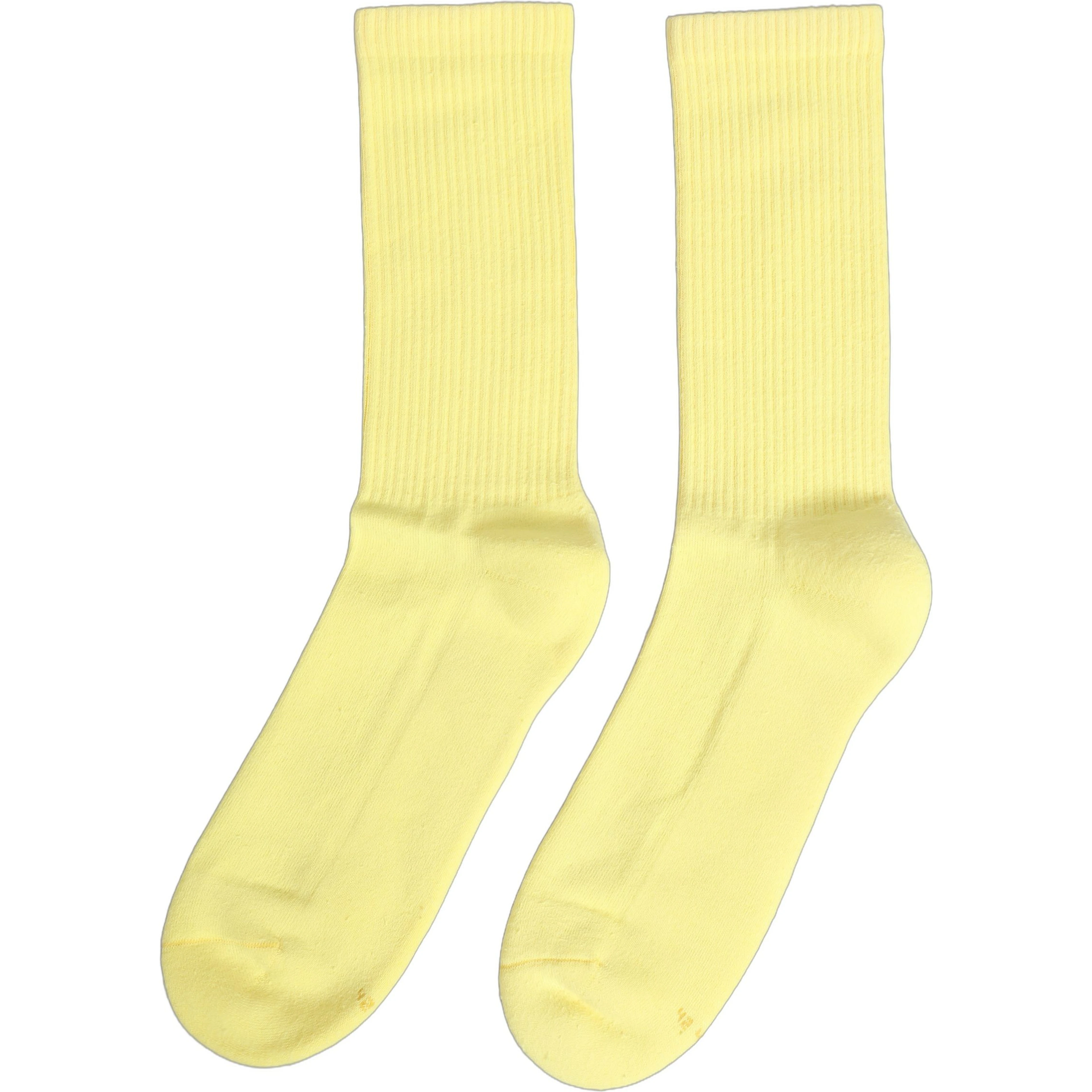 Yellow Cotton Ribbed Mid Calf Women Accessory Socks