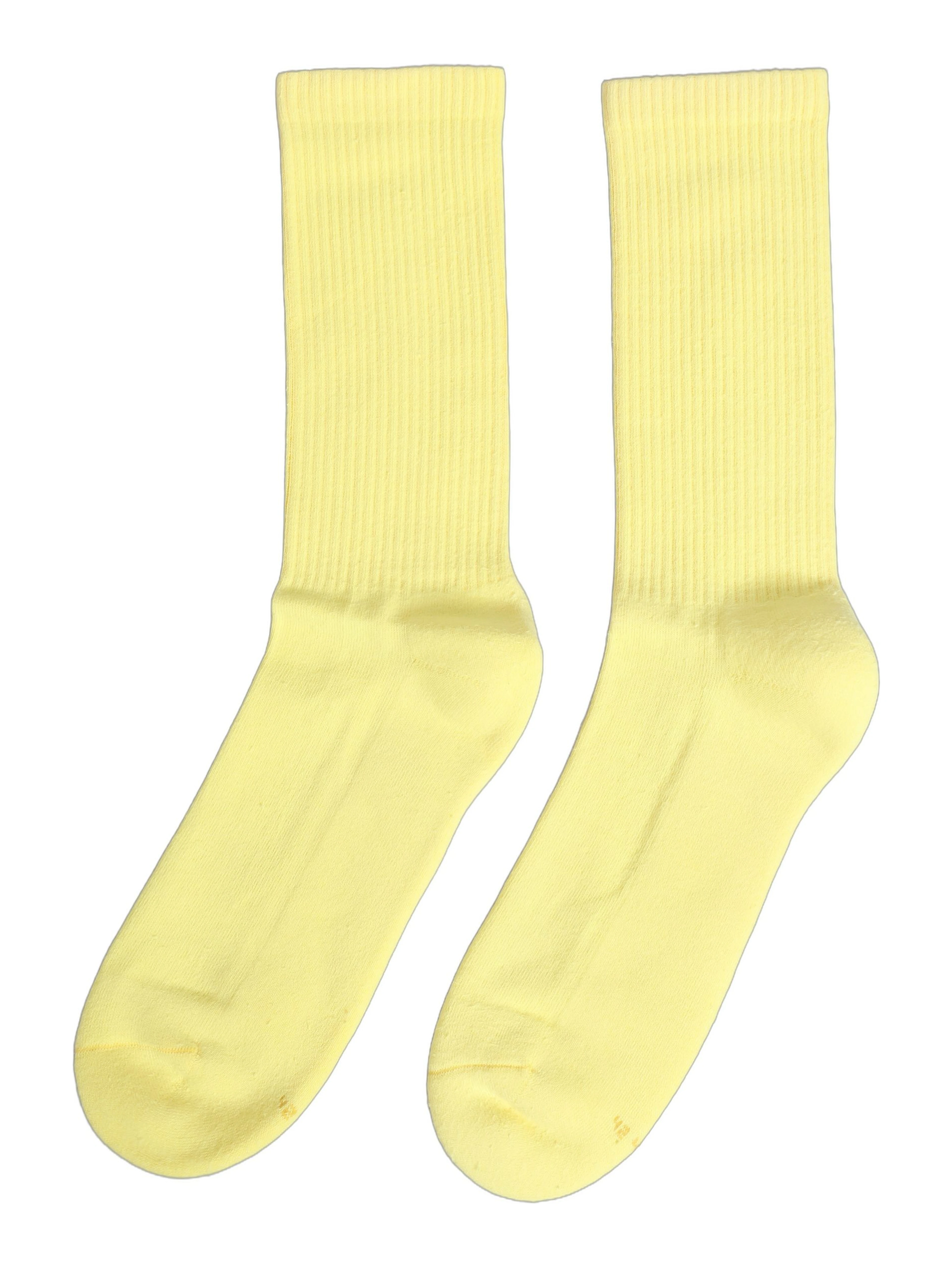 Yellow Cotton Ribbed Mid Calf Women Accessory Socks