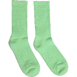 Green Cotton Ribbed Mid Calf Women Accessory Socks