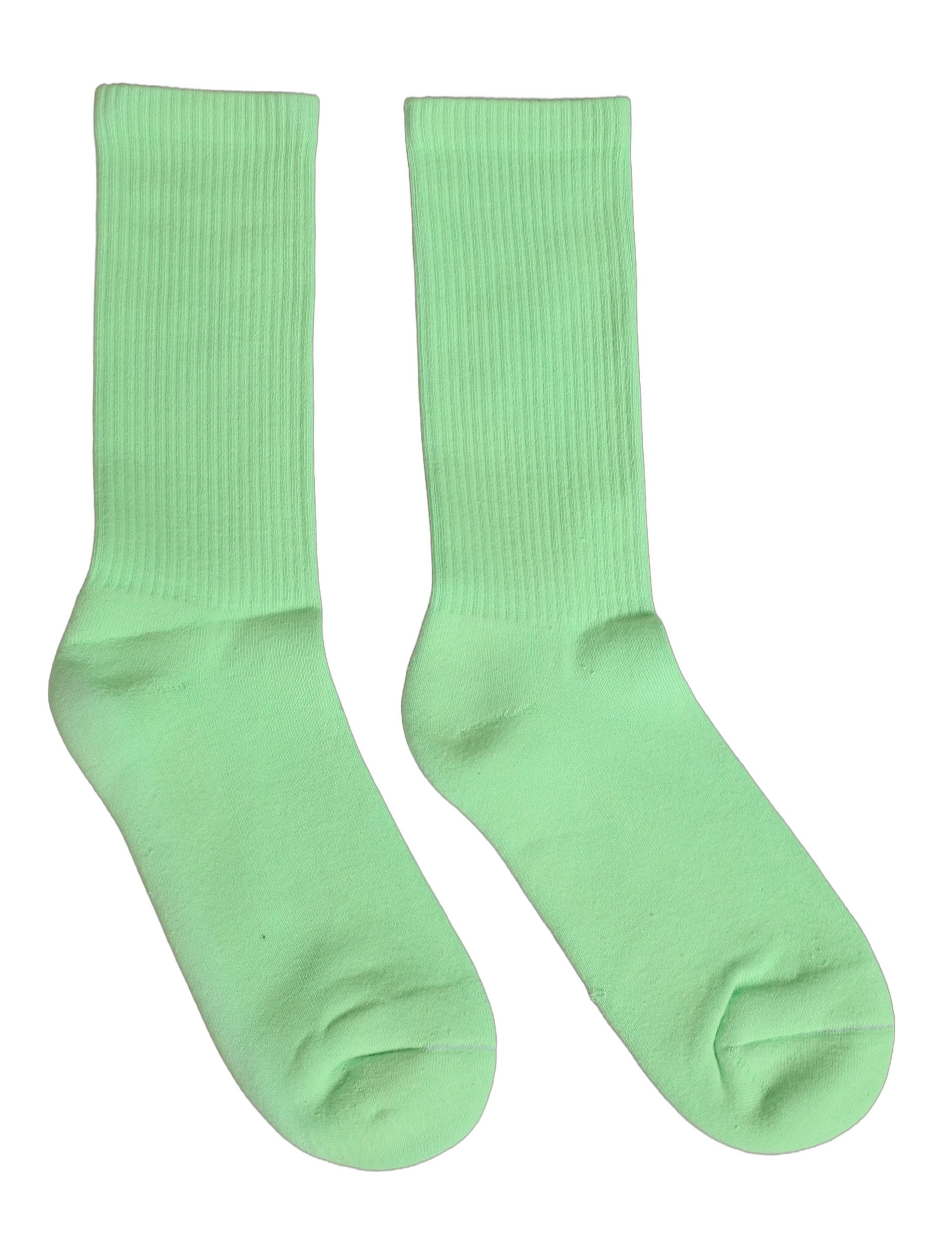 Green Cotton Ribbed Mid Calf Women Accessory Socks