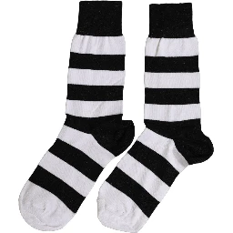 Black White Stripes Mid Calf Accessory Socks