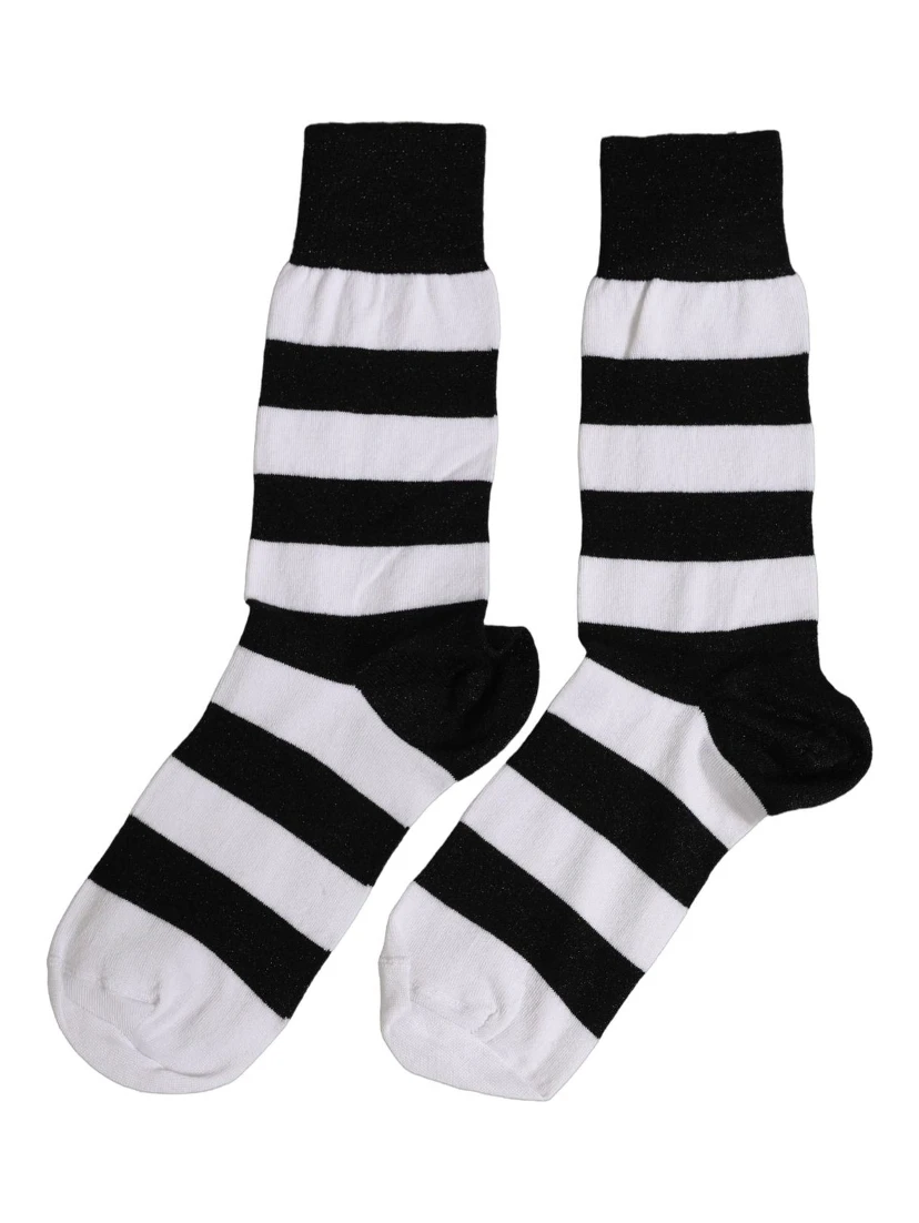 Black White Stripes Mid Calf Accessory Socks