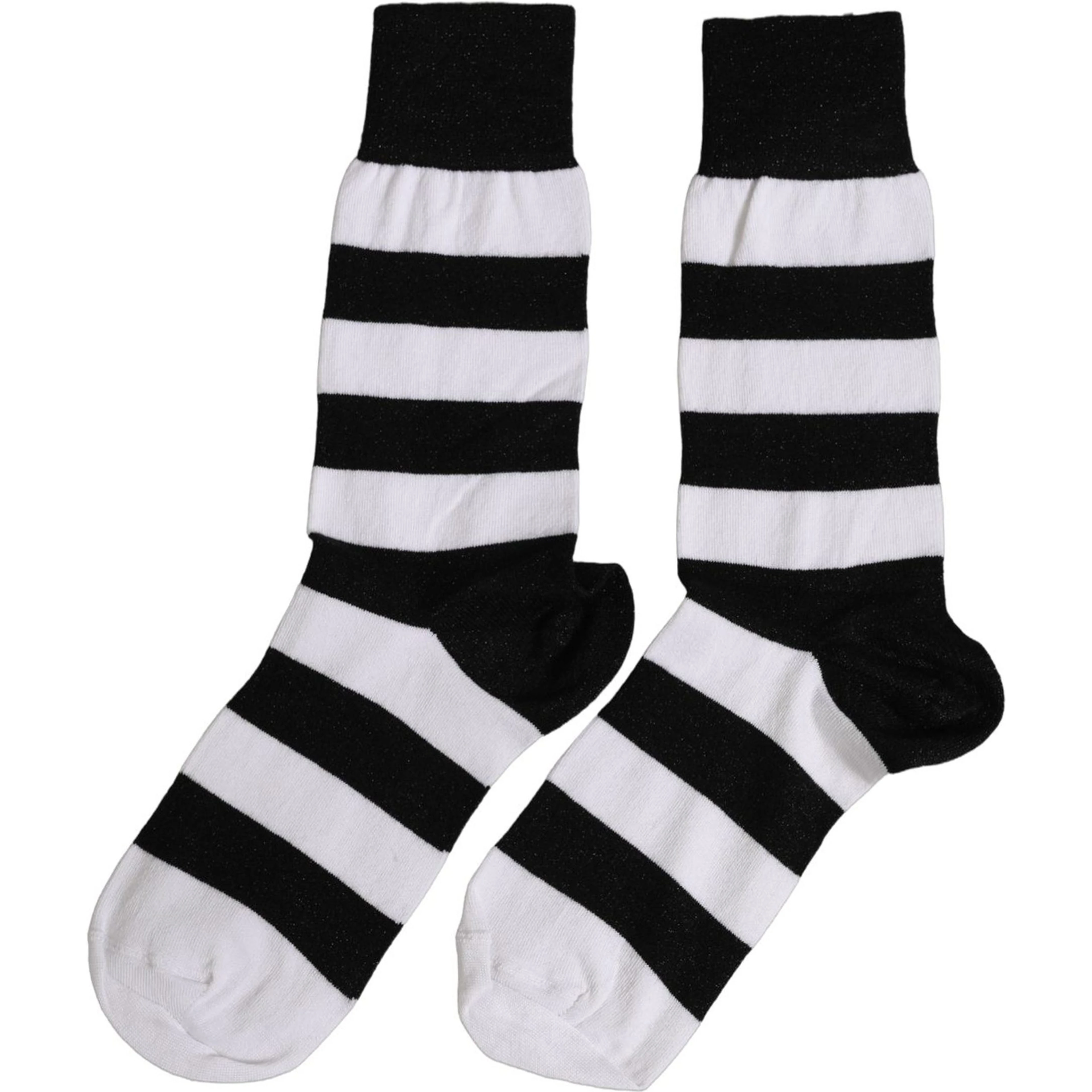 Black White Stripes Mid Calf Accessory Socks