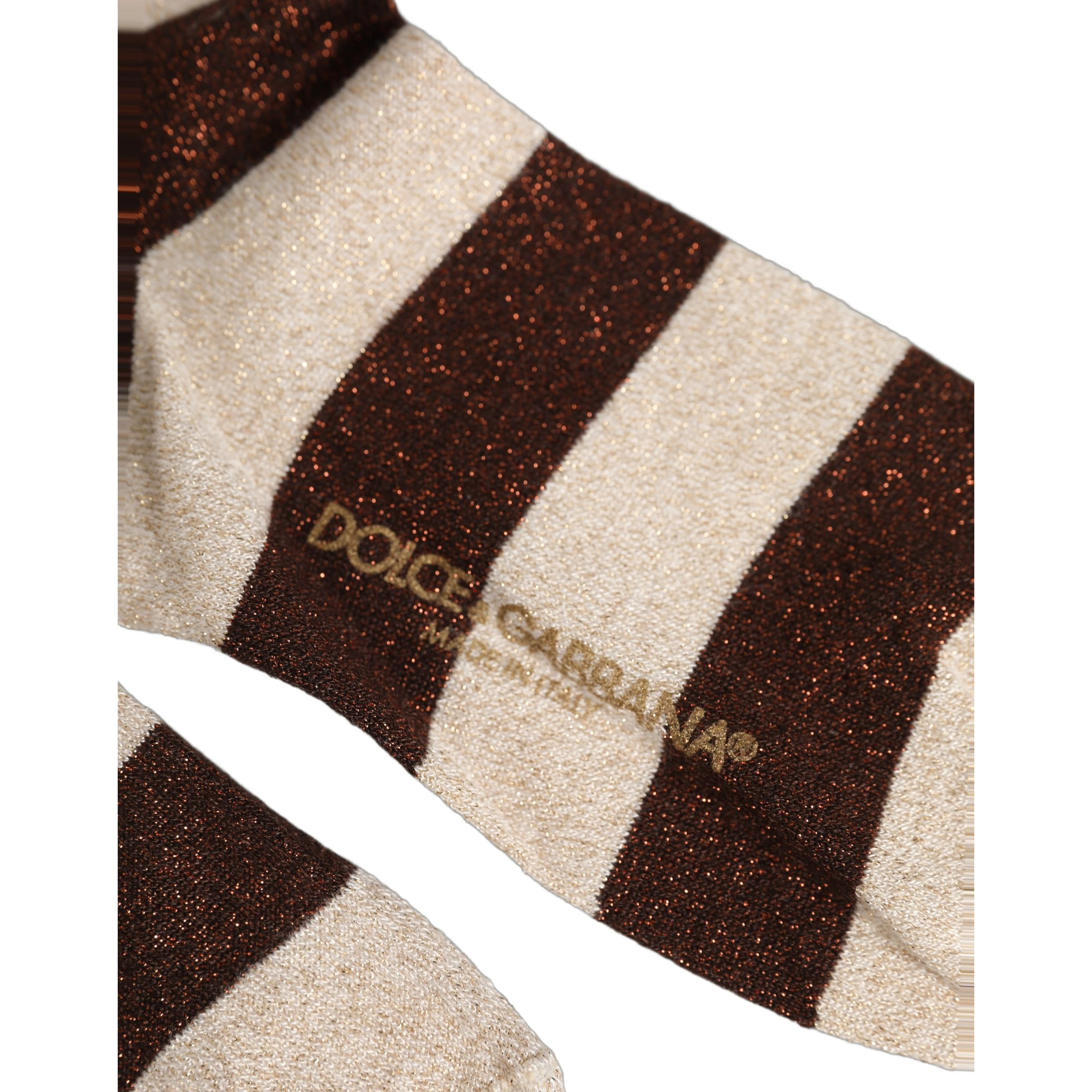 Brown Beige Stripes Mid Calf Accessory Socks