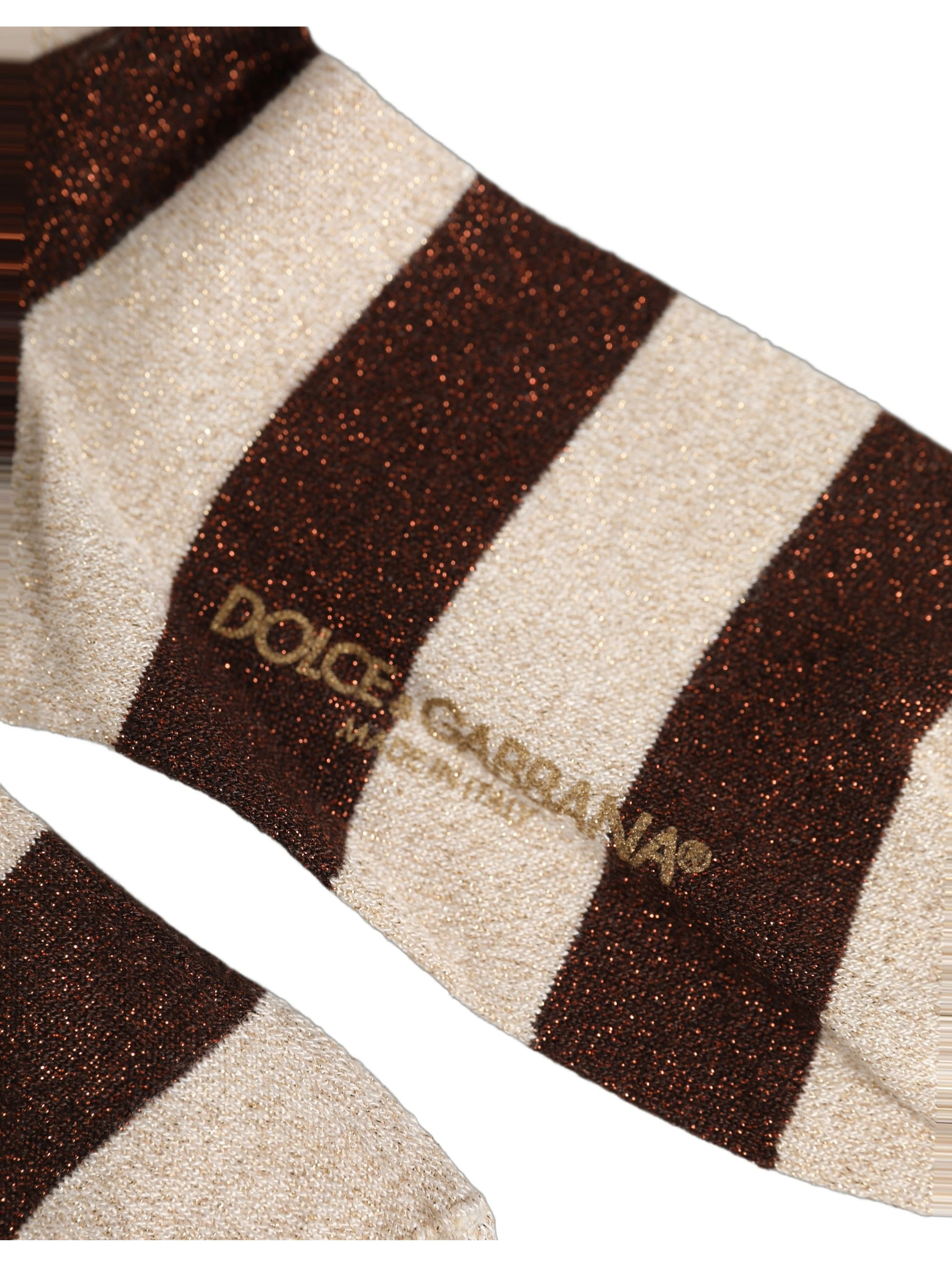 Brown Beige Stripes Mid Calf Accessory Socks