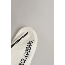 White Black Cotton Ankle Length DG Logo Socks