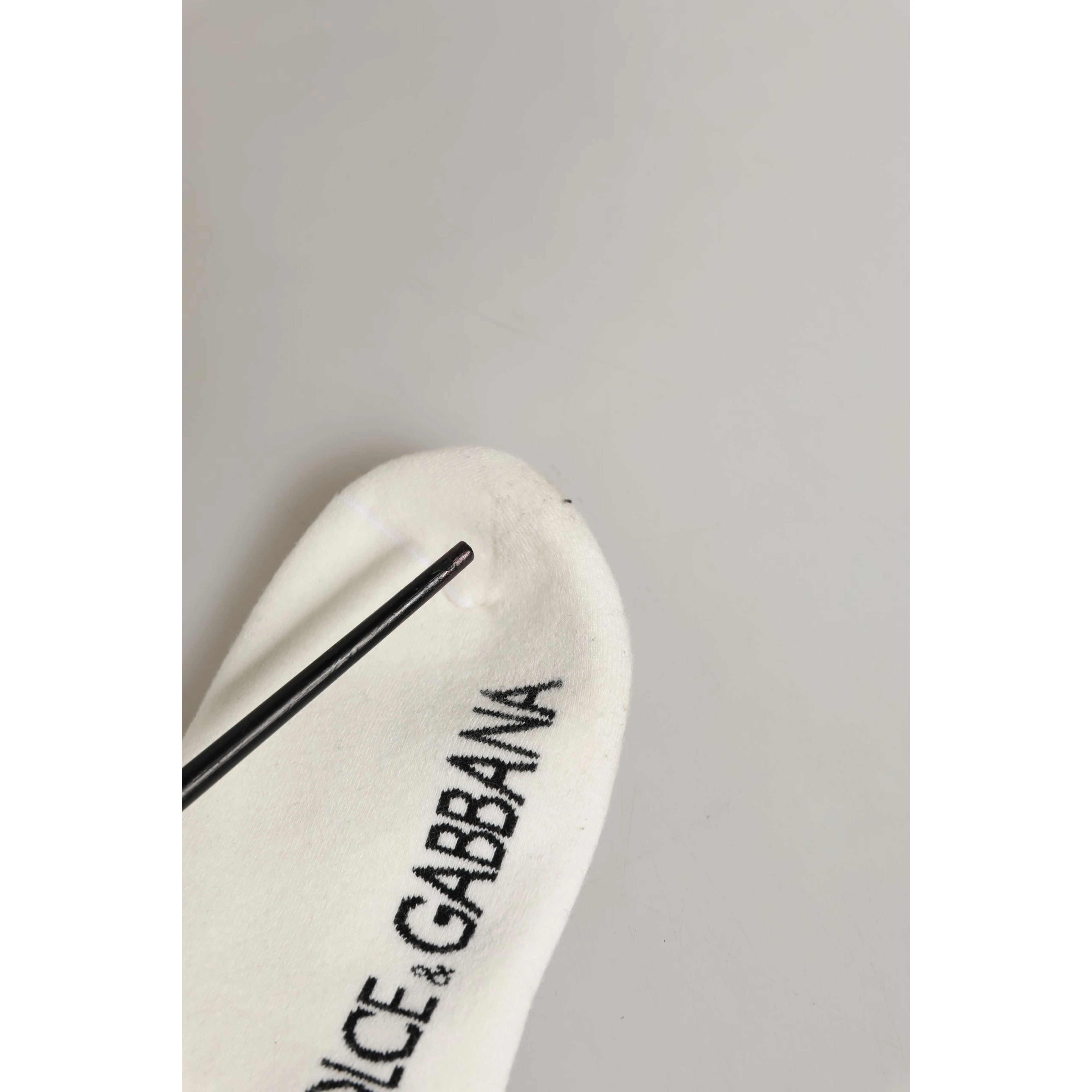 White Black Cotton Ankle Length DG Logo Socks