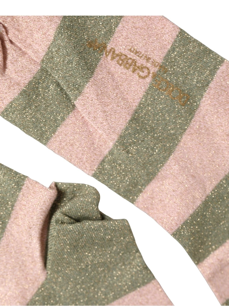 Gray Pink Stripes Mid Calf Accessory Socks