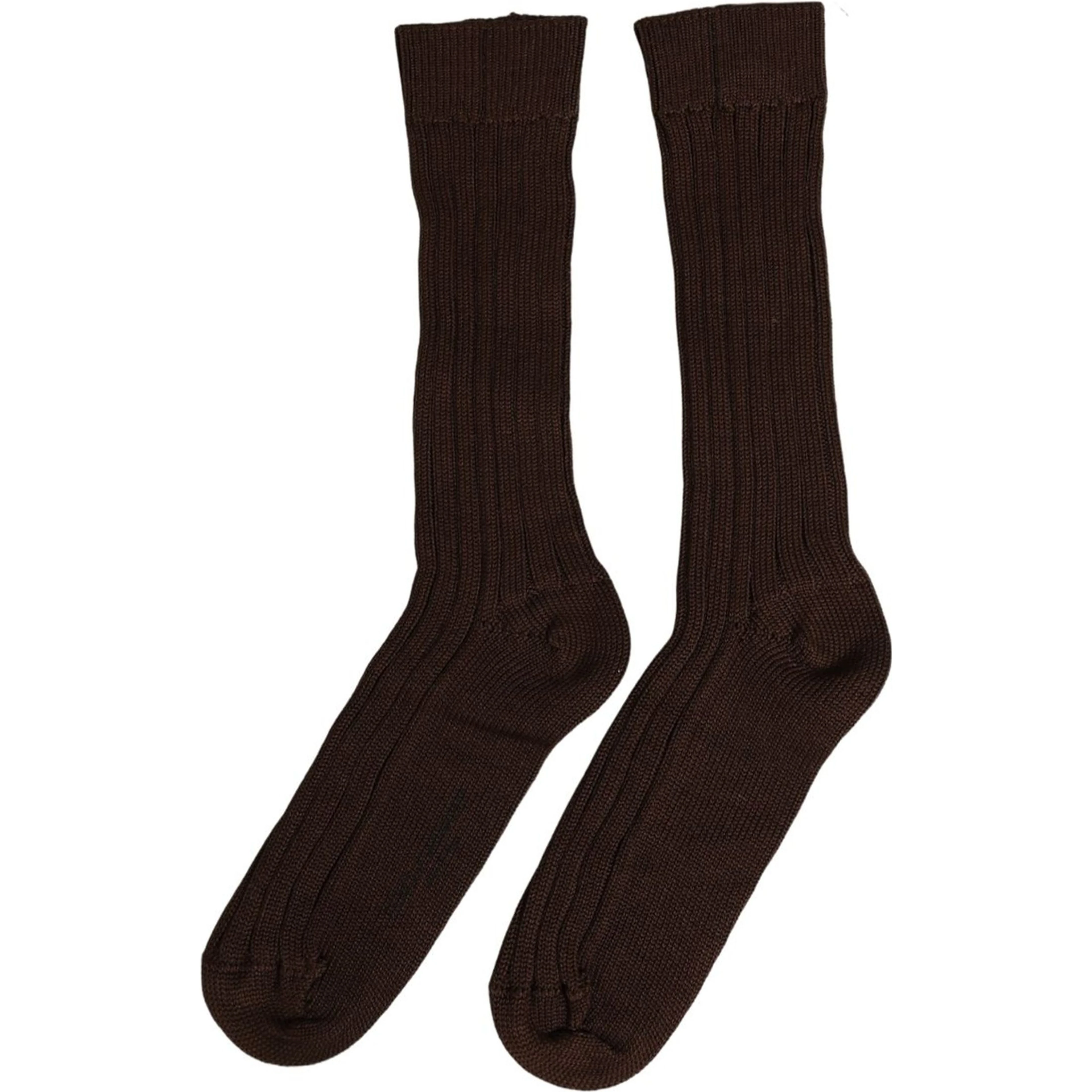 Dark Brown Nylon Ribbed Over The Calf Socks
