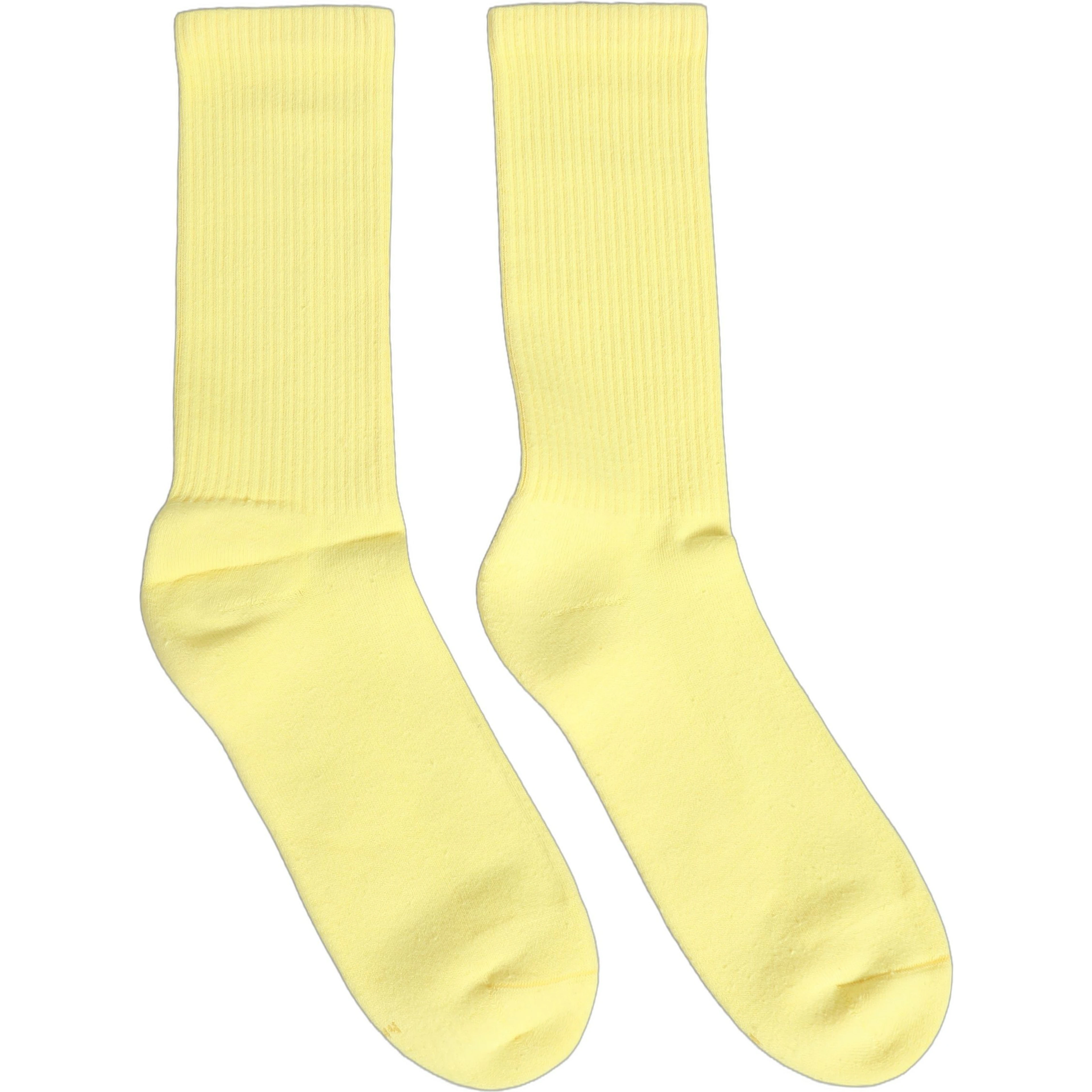 Yellow Cotton Ribbed Mid Calf Women Accessory Socks