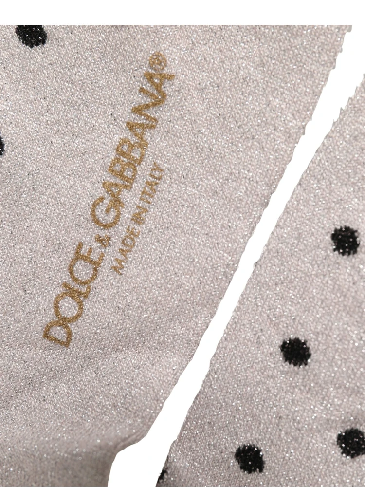 Gray Viscose Stretch Dotted Women Accessory Socks