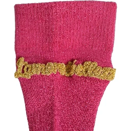 Pink Embroidered Cotton Mid Calf Accessory Socks