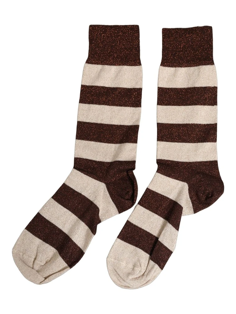 Brown Beige Stripes Mid Calf Accessory Socks alternative