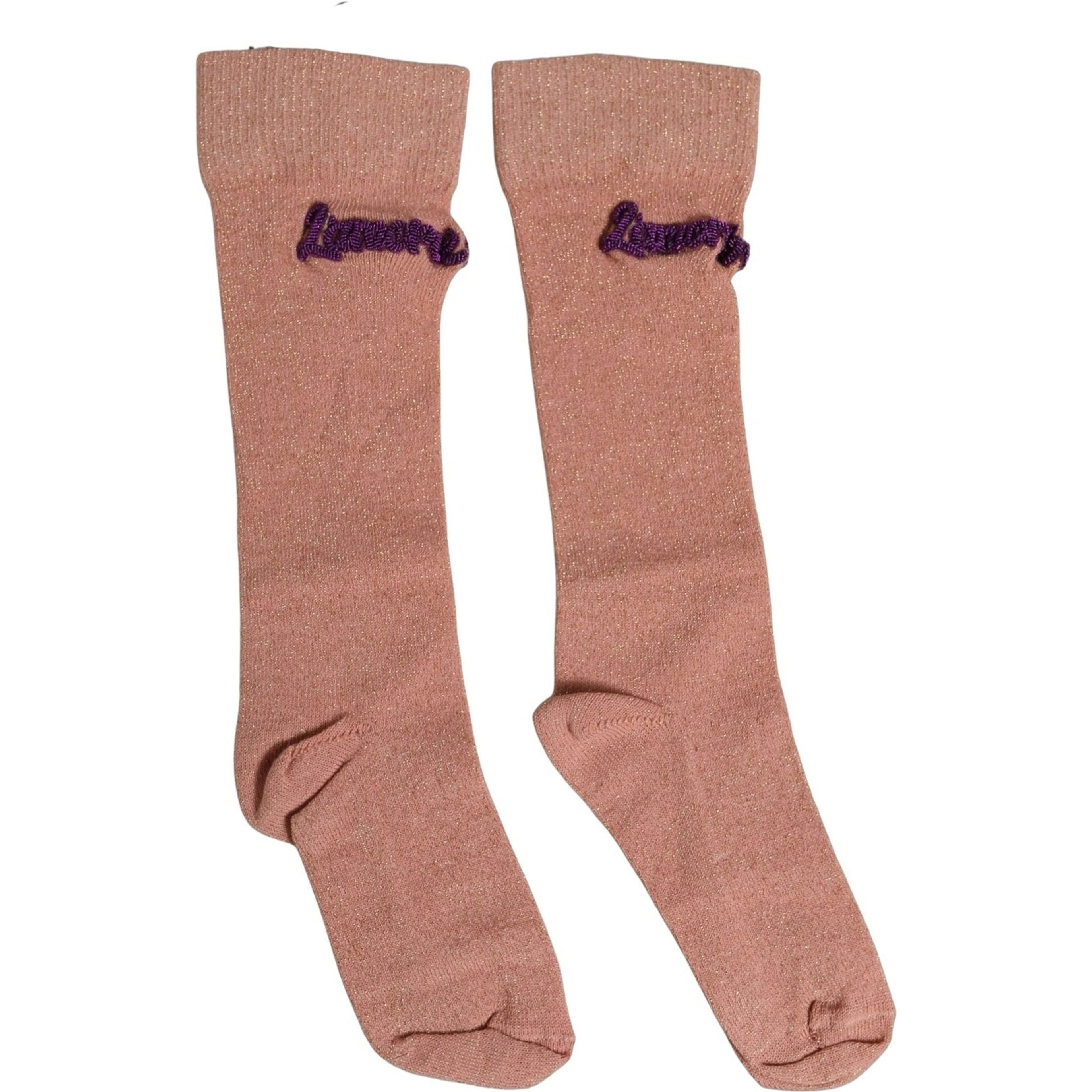 Dusty Pink Embroidered Mid Calf Accessory Socks