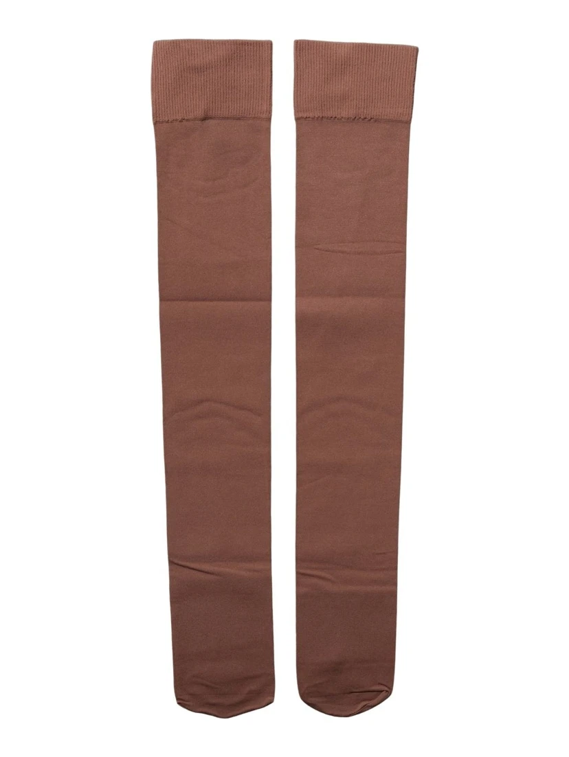 Brown Nylon Stretch Over The Calf Stockings Socks