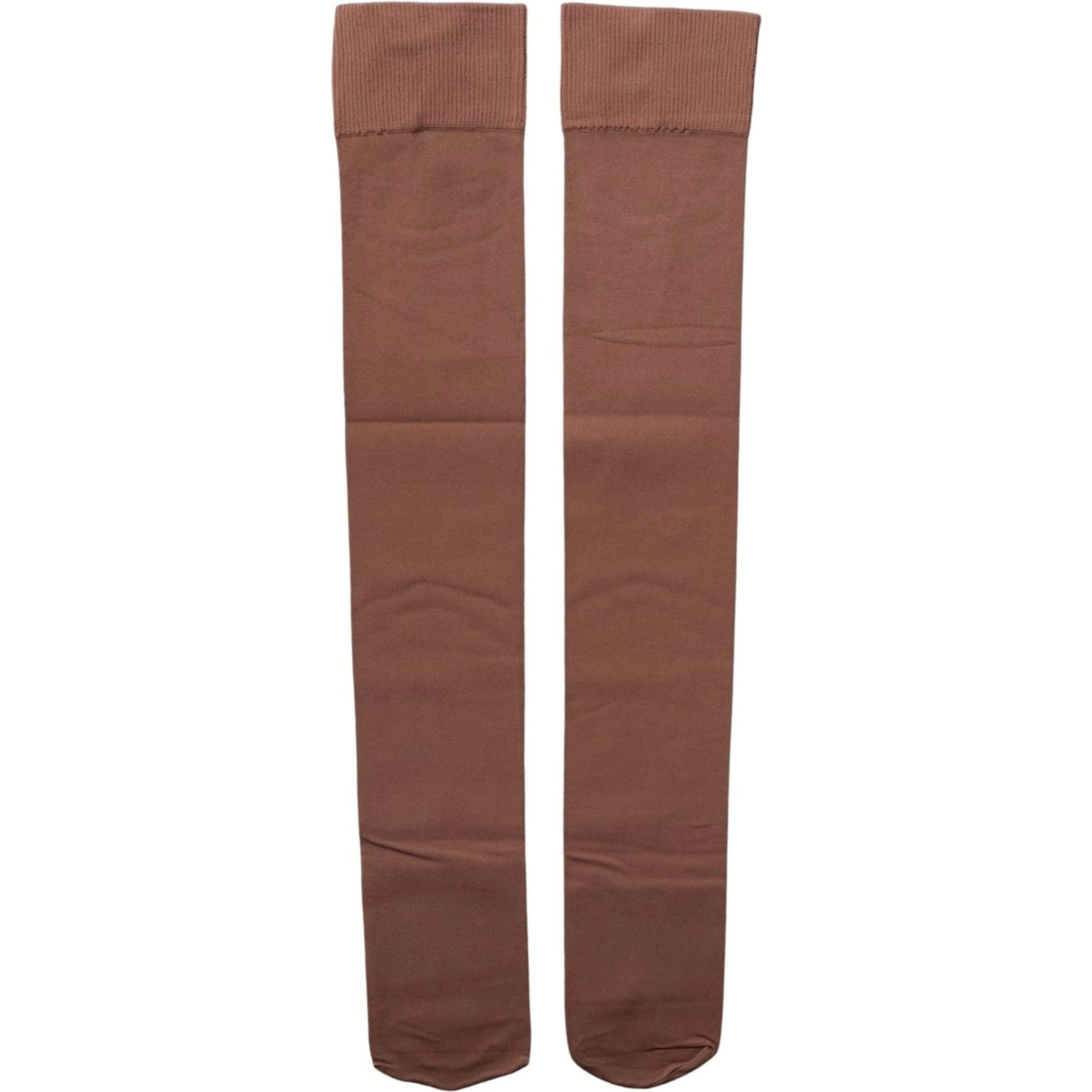 Brown Nylon Stretch Over The Calf Stockings Socks