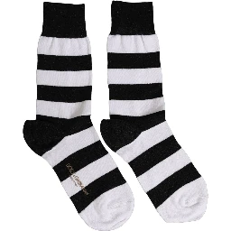 Black White Stripes Mid Calf Accessory Socks