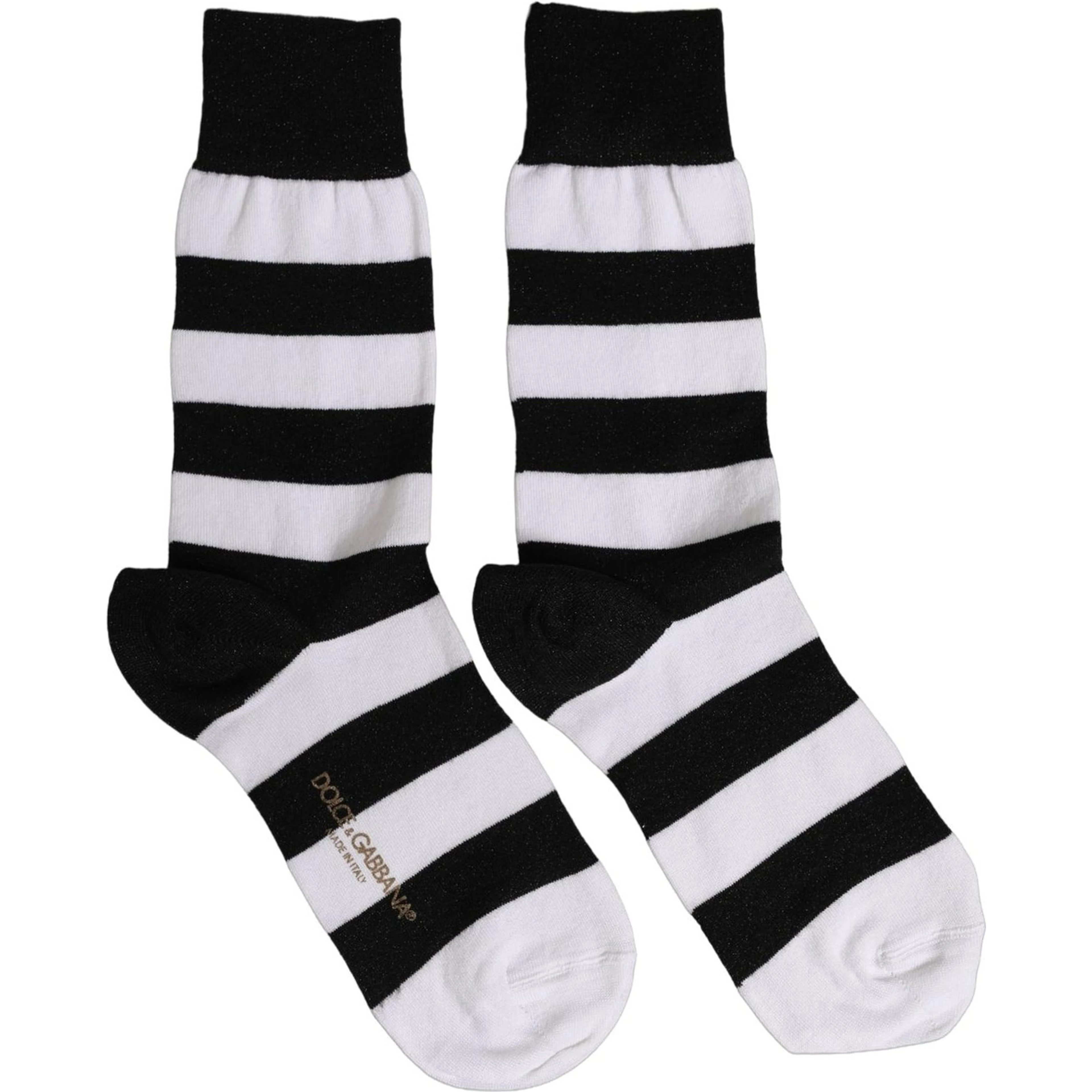 Black White Stripes Mid Calf Accessory Socks
