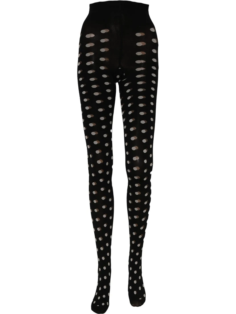 Black Polka Dot Fishnet Pantyhose Stockings Socks