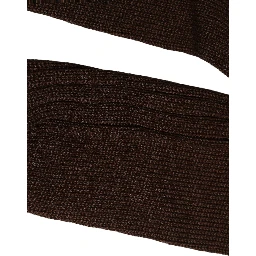 Dark Brown Nylon Ribbed Over The Calf Socks