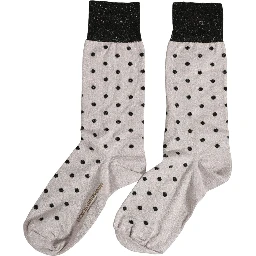 Gray Viscose Stretch Dotted Women Accessory Socks