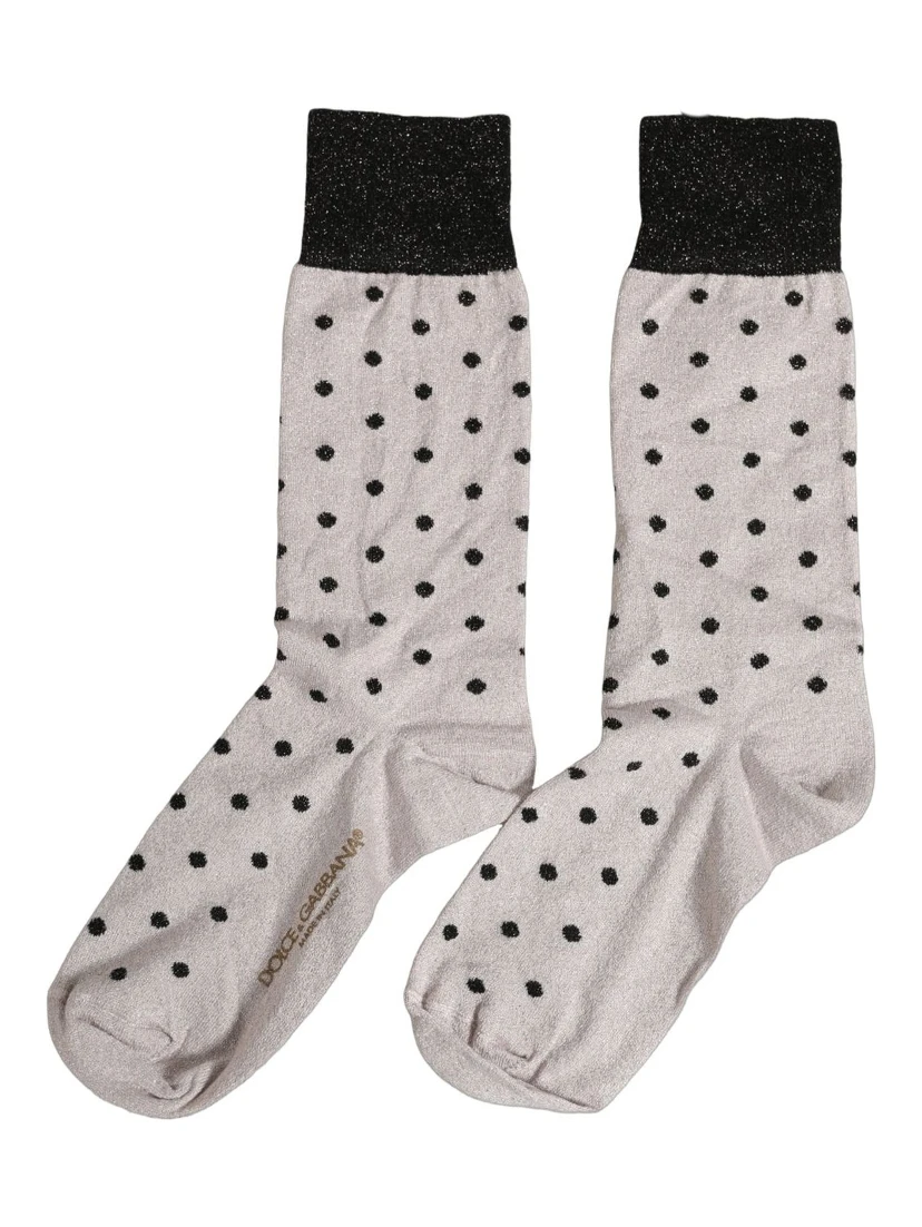 Gray Viscose Stretch Dotted Women Accessory Socks