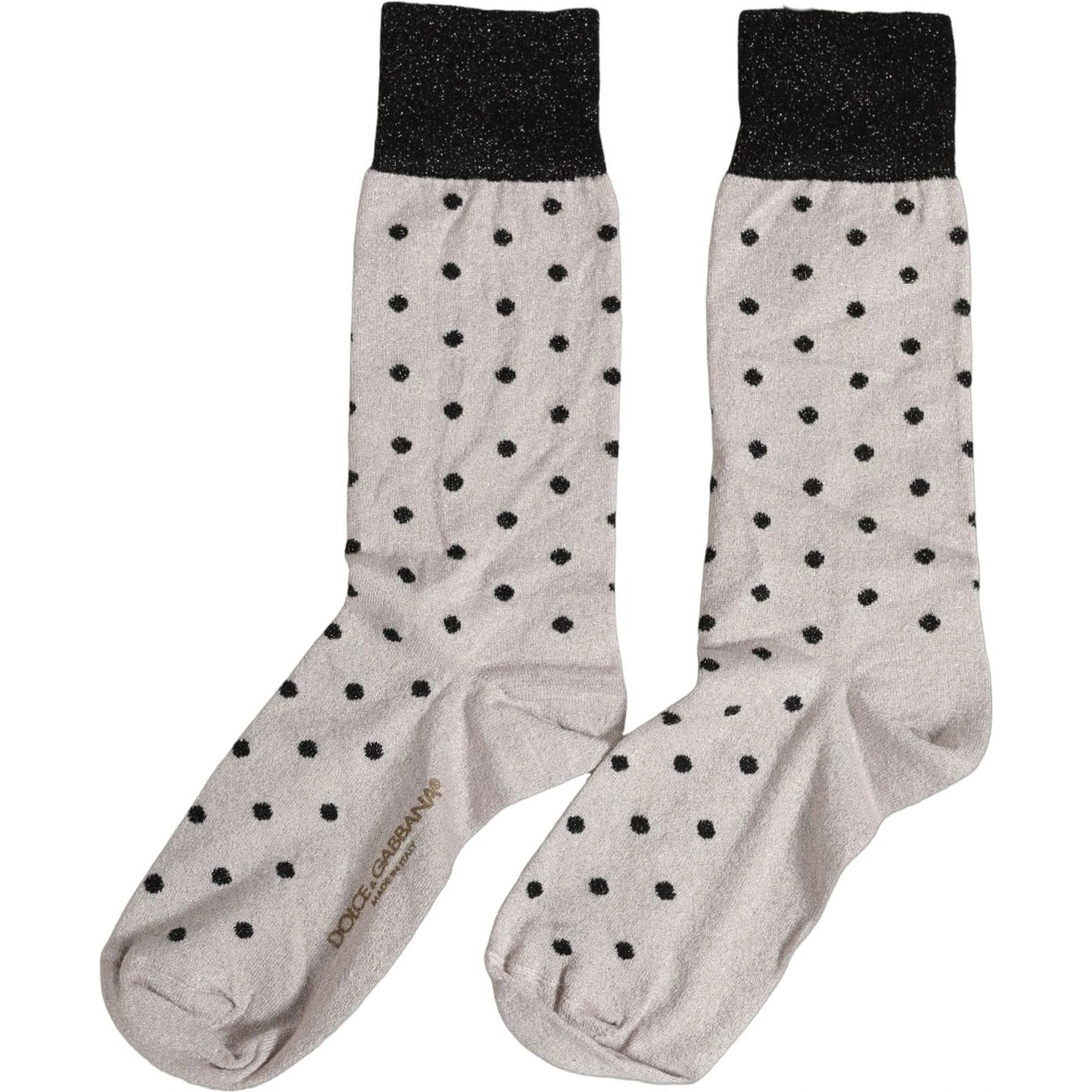 Gray Viscose Stretch Dotted Women Accessory Socks