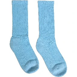 Light Blue Cotton Ribbed Mid Calf Accessory Socks