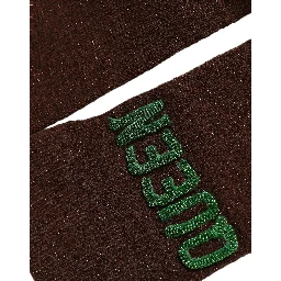 Brown Embroidered Cotton Mid Calf Accessory Socks