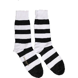 Black White Stripes Mid Calf Accessory Socks