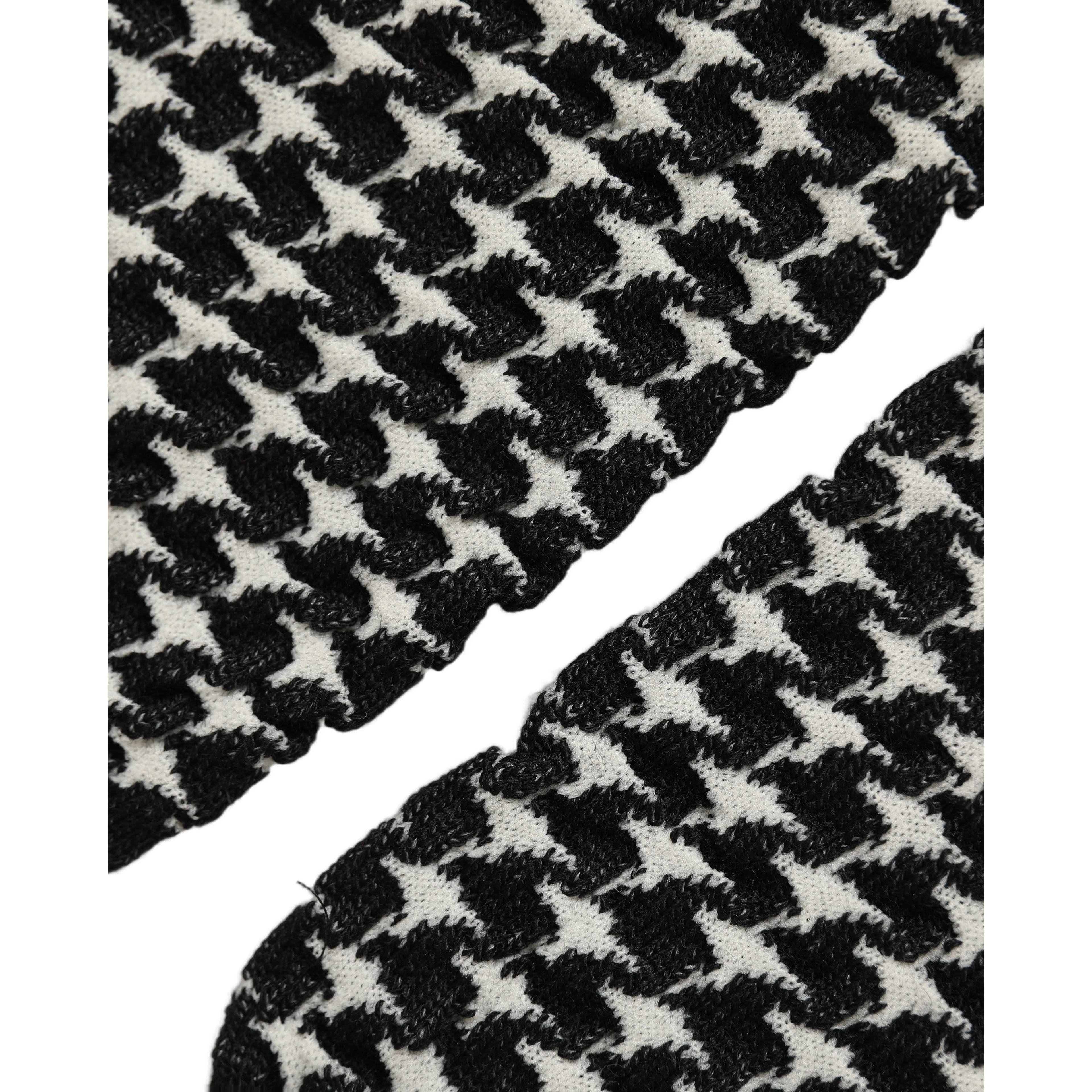 Black White Houndstooth Ankle Length Socks