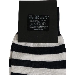 Black White Stripes Cotton Mid Calf Accessory Socks